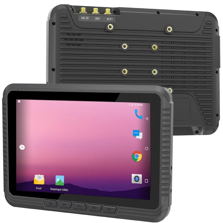 Athesi EVM10A: composición de las vistas frontal y trasera con pantalla encendida y conectores visibles | BELSATIA