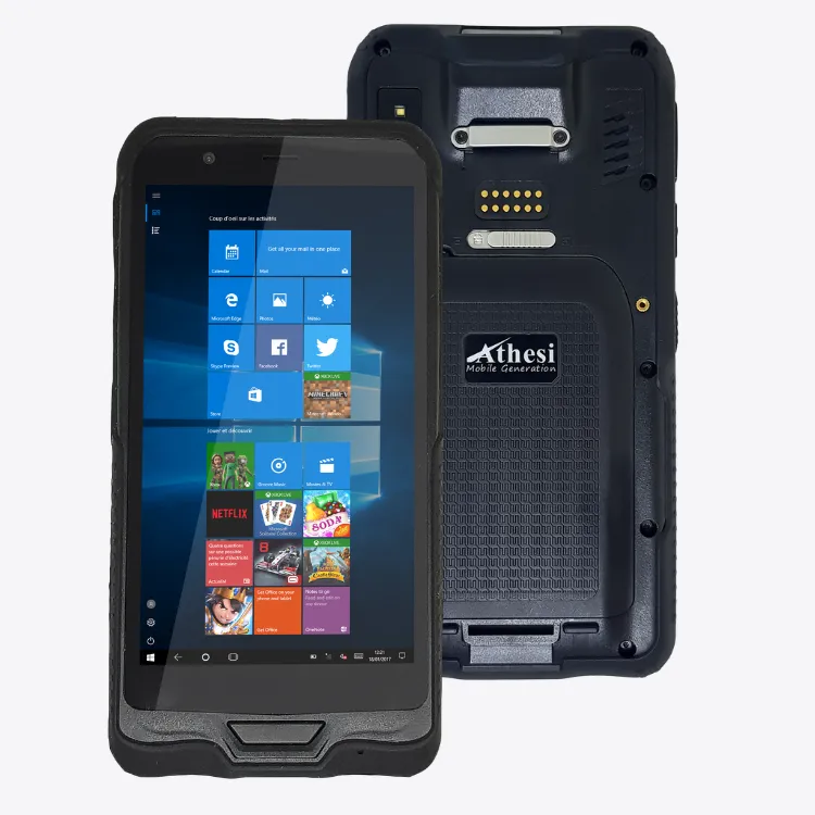 Athesi E6C: composición de las vistas frontal y trasera con cámara, contactos y panel posterior | BELSATIA